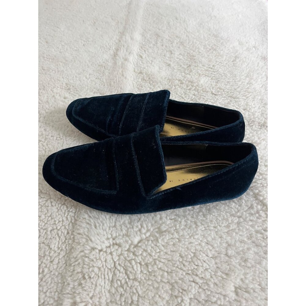 Zara Trafaluc Blue Velvet Loafers Size 38 / US 7.5 - Picture 5 of 8